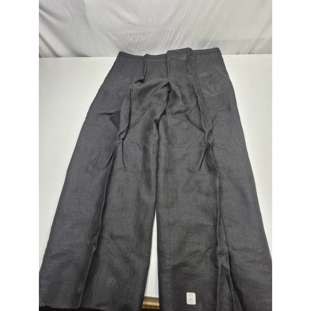 VTG Millena Suit Mens 4XL Black 100% Linen 2 Piece 49x36 Big Tall USA Summer
